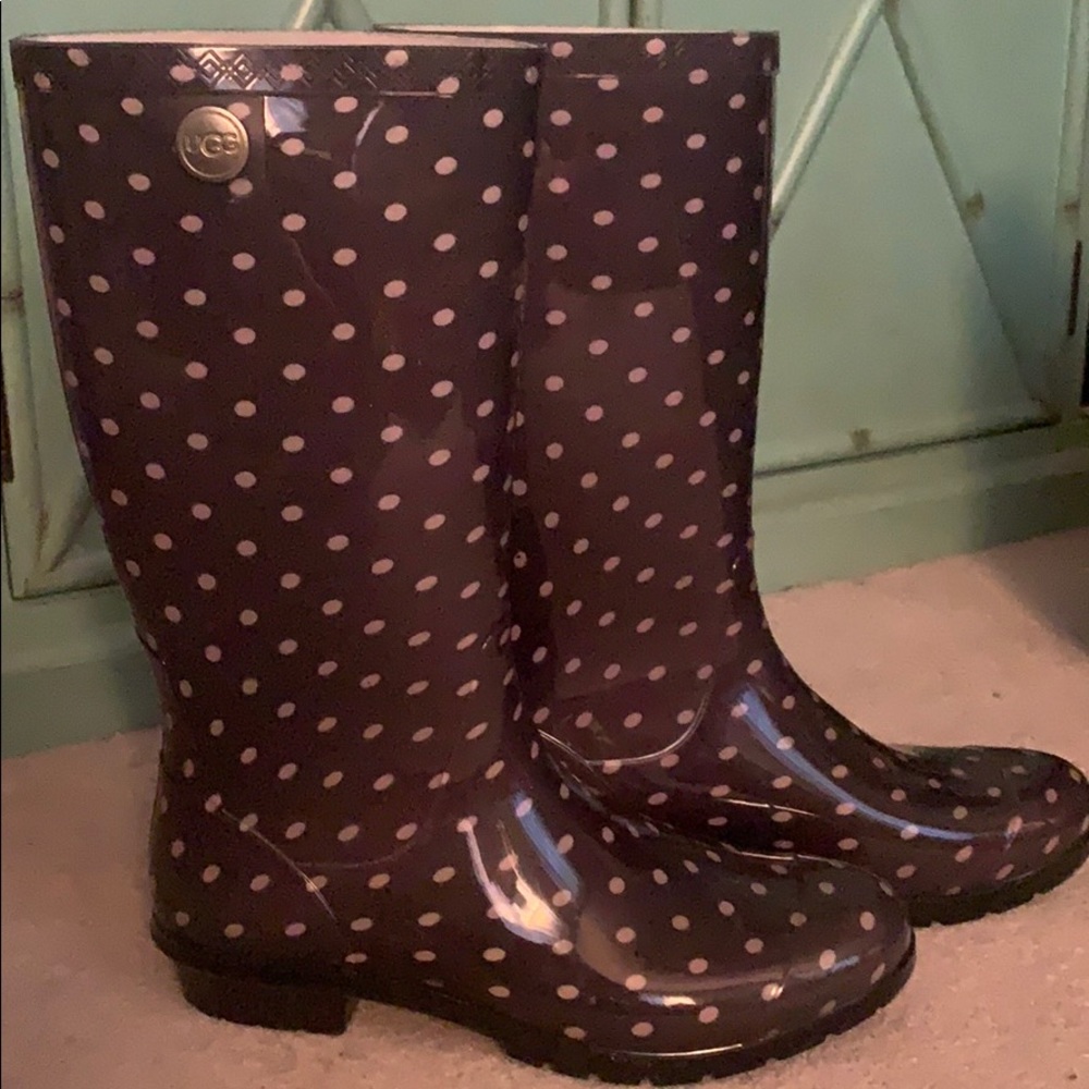 Black Polka Dot Ugg Rain Boots